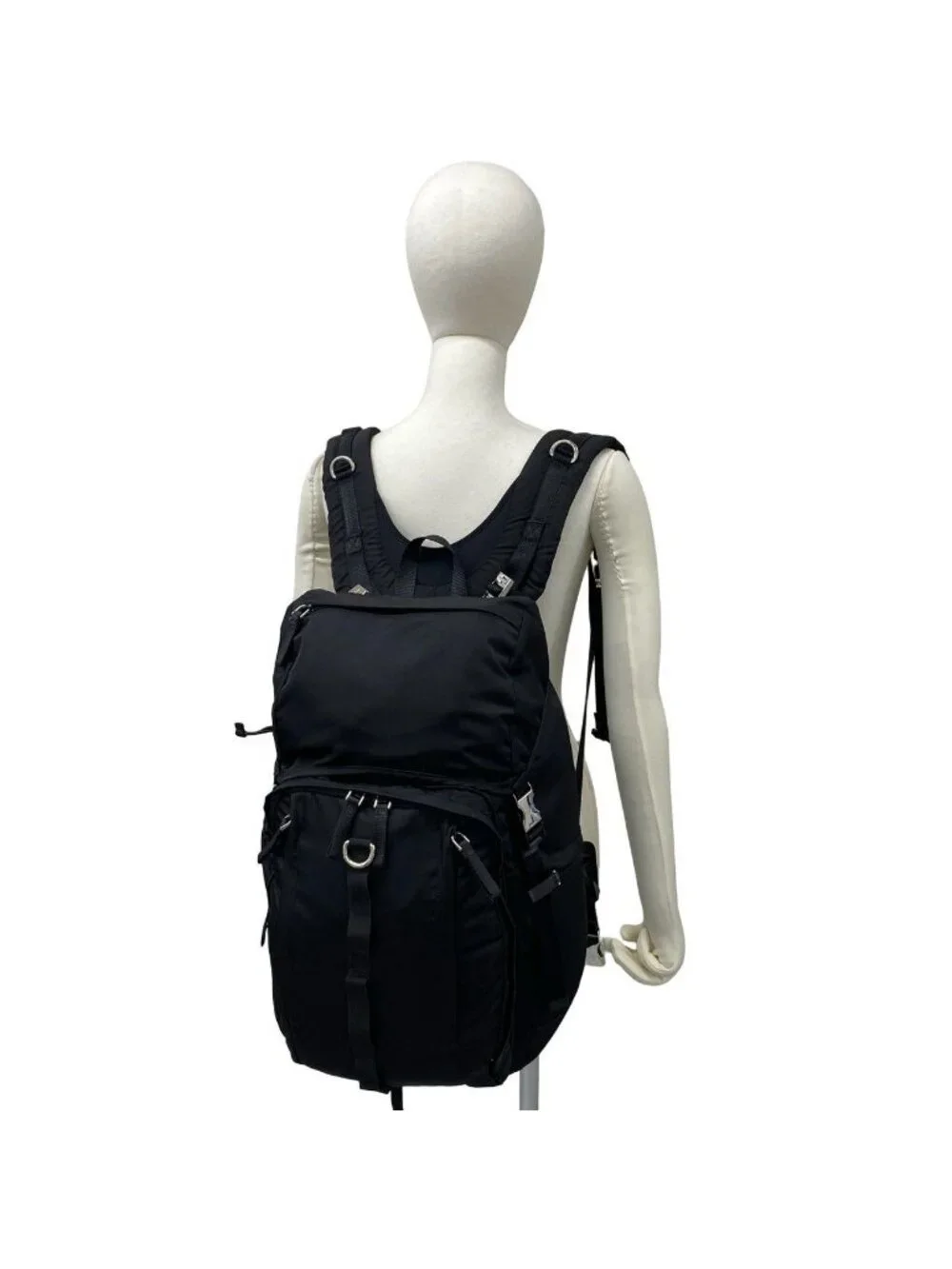 Prada Logo Tessuto Pocono Nylon Backpack Black